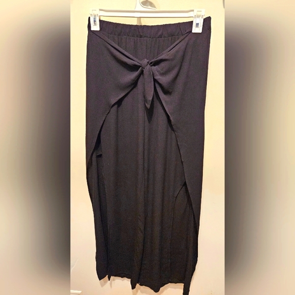 Women's Tie-Front Wrap Beach Pants - Black, size M - Picture 5 of 8